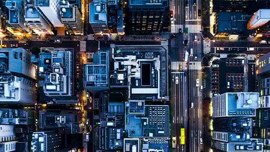 Aerial photograph of city